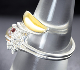 Серебряное кольцо с кристаллическим эфиопским опалом и мозамбикским гранатом Серебро 925