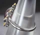 Серебряное кольцо с рубином 9,48 карата и синими сапфирами Серебро 925