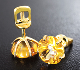 Золотые пусеты с цитринами авторской огранки 3,58 карата Золото