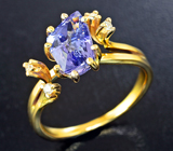 Золотое кольцо с чистейшим танзанитом авторской огранки 2,09 карата и бриллиантами Золото