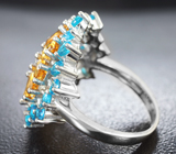 Яркое серебряное кольцо с цитринами и «неоновыми» апатитами Серебро 925