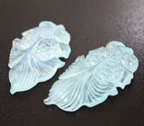 Парные миниатюры «Рыбки» из цельного аквамарина 50,49 карата 