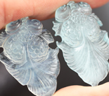 Парные миниатюры «Рыбки» из цельного аквамарина 50,49 карата 
