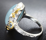 Серебряное кольцо с аквамаринами 13,17 карата и синими сапфирами Серебро 925