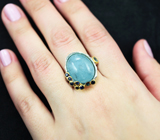 Серебряное кольцо с аквамаринами 13,17 карата и синими сапфирами Серебро 925