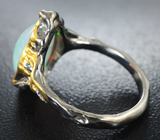 Серебряное кольцо с кристаллическим эфиопским опалом 3,07 карата и сапфирами Серебро 925