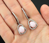 Прелестные серебряные серьги с перуанскими розовыми опалами Серебро 925