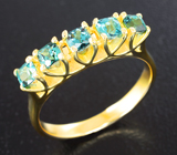 Золотое кольцо с чистейшими голубыми турмалинами индиголитами 0,78 карата Золото