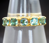 Золотое кольцо с чистейшими голубыми турмалинами индиголитами 0,78 карата Золото