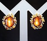 Комплект с солнечным камнем и разноцветными сапфирами