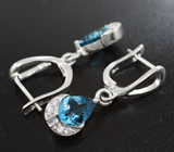 Элегантные серебряные серьги с насыщенно-синими топазами Серебро 925