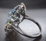 Шикарное праздничное серебряное кольцо с самоцветами Серебро 925