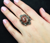 Серебряное кольцо с рутиловым кварцем и бесцветными топазами Серебро 925