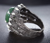Серебряное кольцо с хризопразом и аметистами