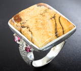Серебряное кольцо с яшмой и родолитами Серебро 925