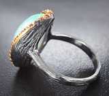 Серебряное кольцо с кристаллическим эфиопским опалом 8,35 карата и сапфирами Серебро 925