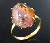 Золотое кольцо с полихромным забайкальским турмалином 13,16 карата Золото