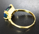 Золотое кольцо с ограненным черным опалом 1,83 карата Золото