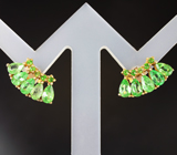 Оригинальные серебряные серьги с цаворитами Серебро 925