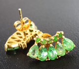 Оригинальные серебряные серьги с цаворитами Серебро 925