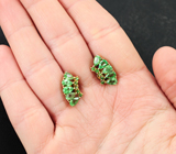 Оригинальные серебряные серьги с цаворитами Серебро 925