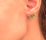 Оригинальные серебряные серьги с цаворитами Серебро 925