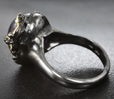 Серебряное кольцо со сливовым аметистом, родолитом и сапфирами Серебро 925