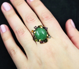 Серебряное кольцо с авантюрином, зелеными турмалинами, родолитами, бесцветным кварцем и цитрином