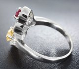 Романтичный серебряный комплект с рубинами и цитринами Серебро 925