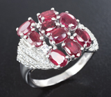 Превосходное серебряное кольцо с рубинами Серебро 925