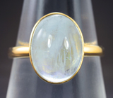 Золотое кольцо с забайкальским аквамарином 5,49 карата Золото