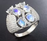 Эффектное серебряное кольцо с лунным камнем