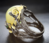 Серебряное кольцо с желтым опалом, перидотом, родолитом и диопсидами Серебро 925