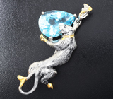 Серебряный кулон с голубом топазом 15,84 карата и сапфирами Серебро 925