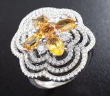 Превосходный крупный серебряный комплект с цитринами