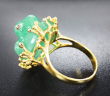 Золотое кольцо с резным изумрудом 24,65 карата, гранатами и бриллиантами Золото