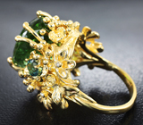 Золотое кольцо с роскошным крупным полихромным турмалином 13,71 карата и бриллиантами Золото