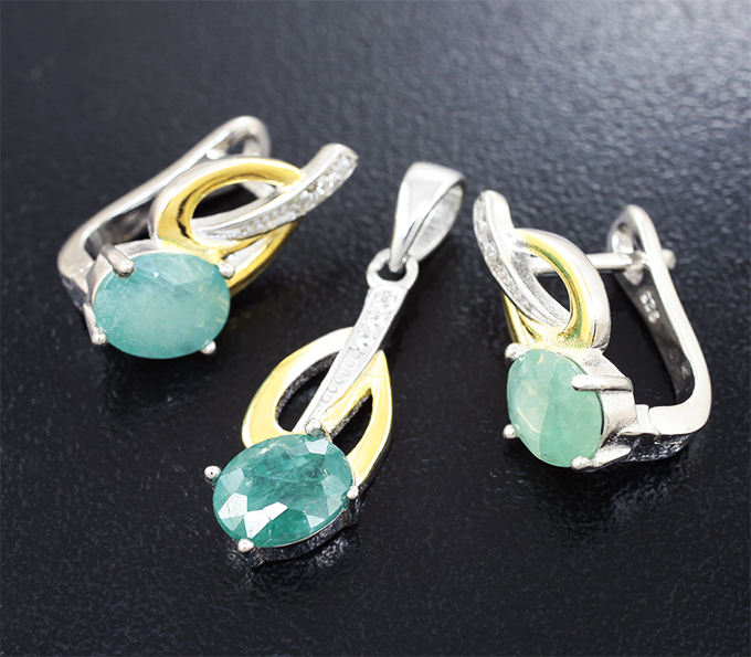 Серебряный комплект с редкими грандидьеритами