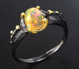 Серебряное кольцо с кристаллическим эфиопским опалом Серебро 925