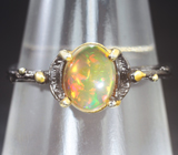 Серебряное кольцо с кристаллическим эфиопским опалом Серебро 925