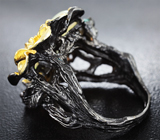 Серебряное кольцо с кристаллическими эфиопскими опалами и хризопразом Серебро 925