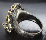 Серебряное кольцо с аметистом и сапфирами Серебро 925