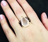 Серебряное кольцо с розовым кварцем и аметистами Серебро 925