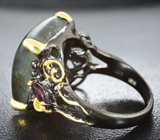 Серебряное кольцо с лабрадоритом и родолитами Серебро 925