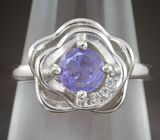 Чудесное серебряное кольцо с насыщенным танзанитом Серебро 925