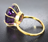 Золотое кольцо с уругвайским аметистом 13,33 карата! Глубокий цвет Золото