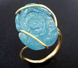 Золотое кольцо с  резным аквамарином 17,99 карата Золото