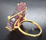Золотое кольцо cо слайсом полихромного рубеллита 19,59 карата и сапфирами Золото