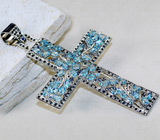 Эксклюзив! Крест с голубыми топазами и иолитами Серебро 925