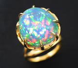 Волшебный полет фантазии! Золотое кольцо с кристаллическим эфиопским опалом 18,77 карата, цаворитами, сапфирами и бриллиантами Золото